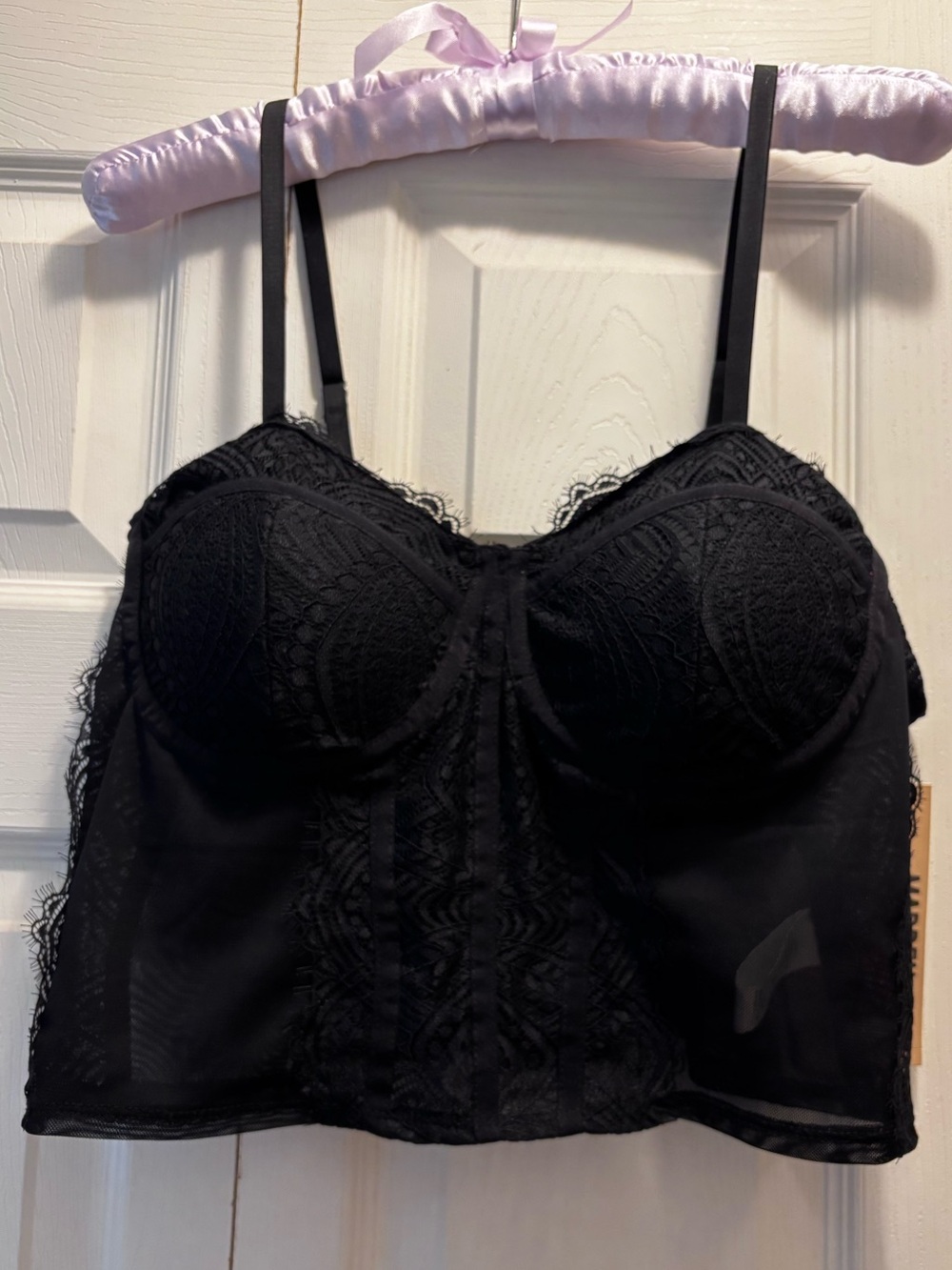 Black Lace Bustier Corset Cami Hook-and-Eye Closure, Intimates, Lingerie XXL NWT